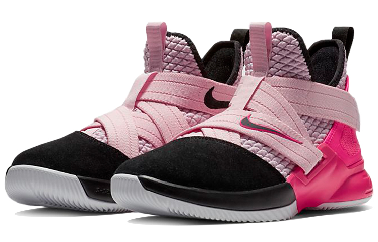 Женские кроссовки Nike NikeLebron 12 GS (черно-розовые) — Чёрныйрозовый — фото 3