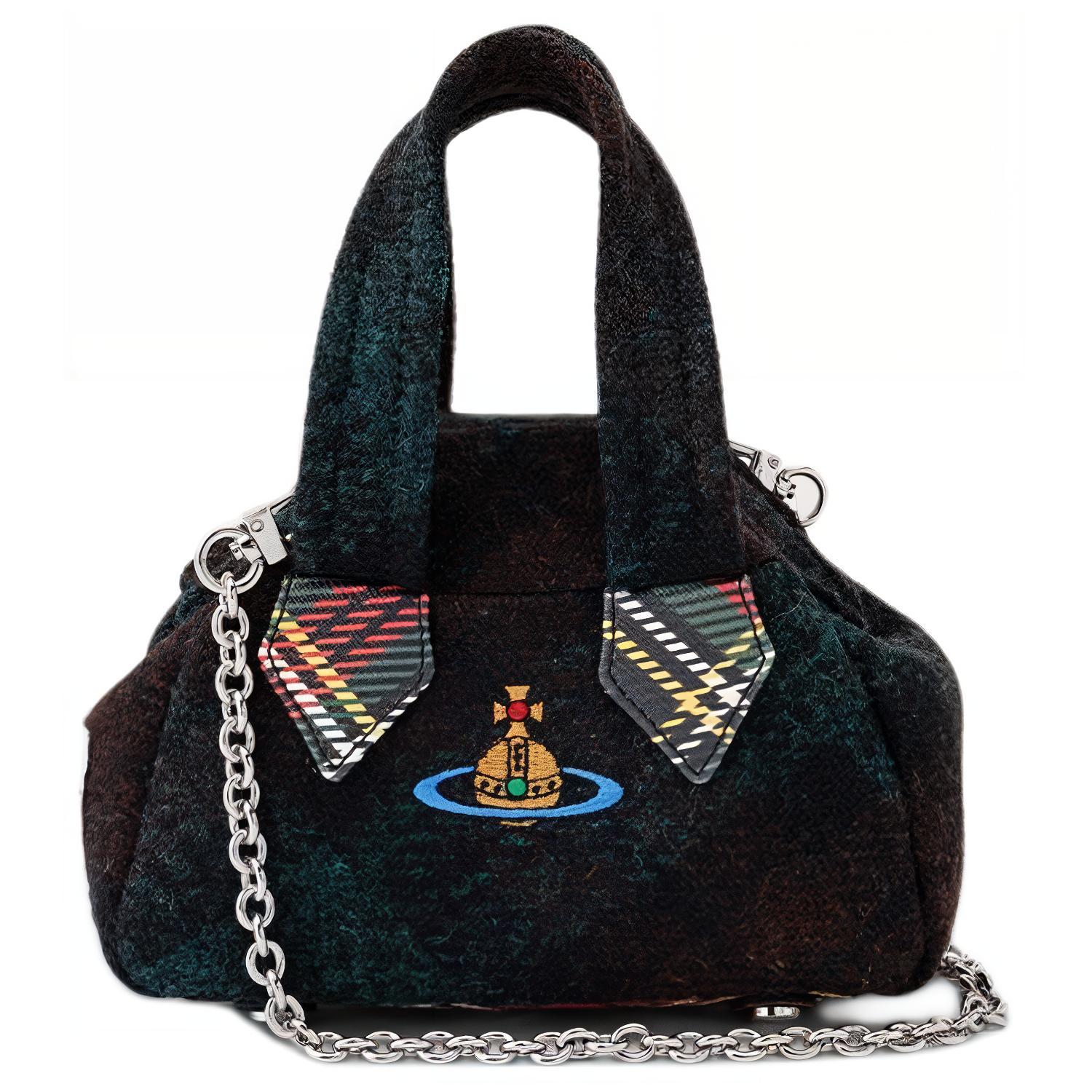 Vivienne Westwood Королева-мать ХАРРИС ТВИД ПРОВЕРИТЬ АРХИВ Юнион Джек плафон твидовая сумочка Harris пакет Мини женский Много -розовый