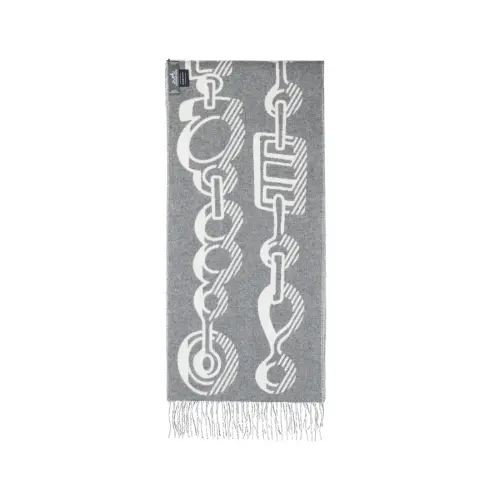HERMES Cashmere Knit Scarves Women's Gray