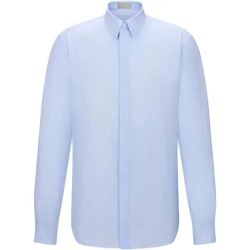 DIOR Shirts Men's Light Blue Lapel Moderate Shirt