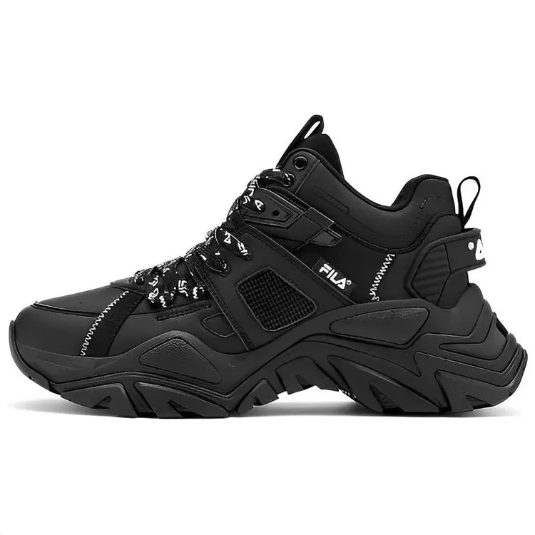 FILA Cage Mid Mixe Textile, Leather Cushioning Abrasion Resistant Coverage Height Increasing Low top Chunky Sneakers
