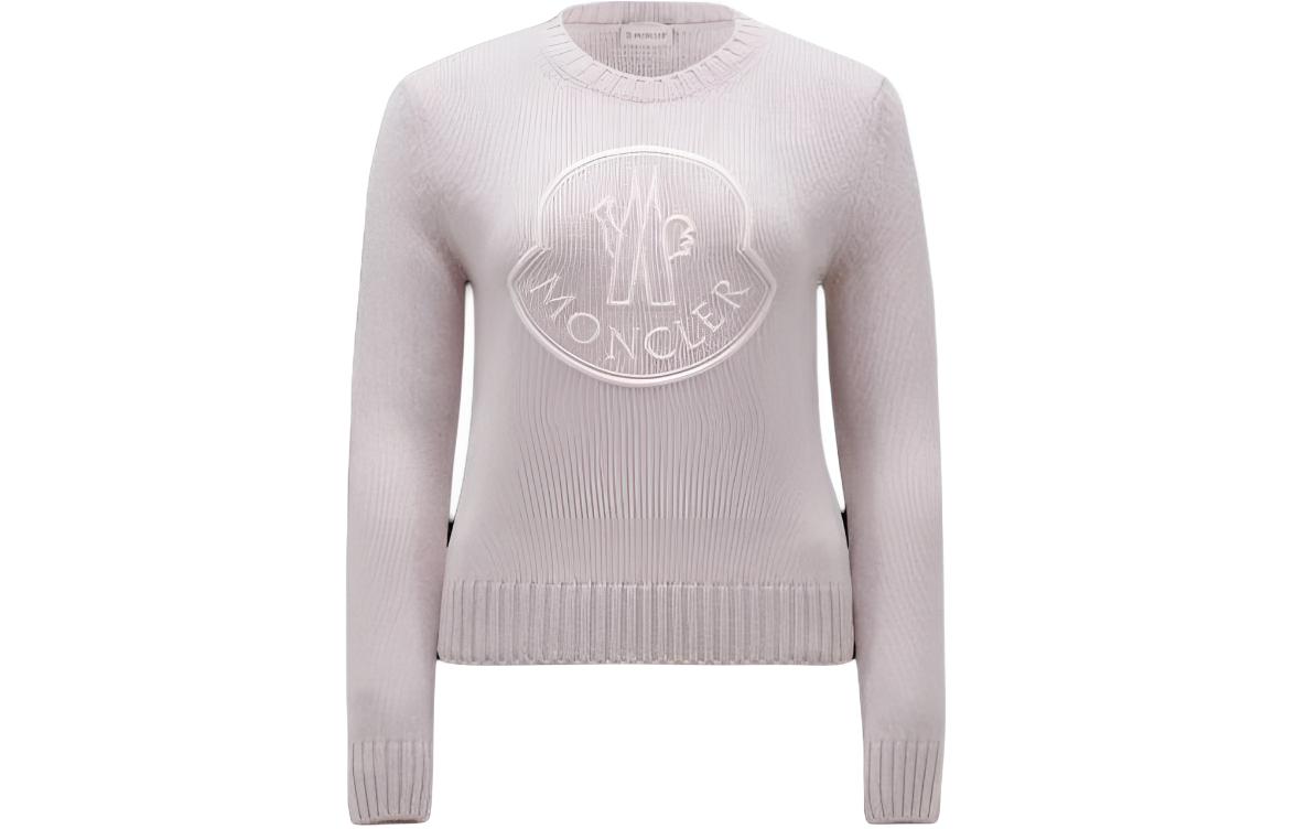 Женский свитер Moncler Embroidered Logo Cashmere & Wool Jumper (розовый)