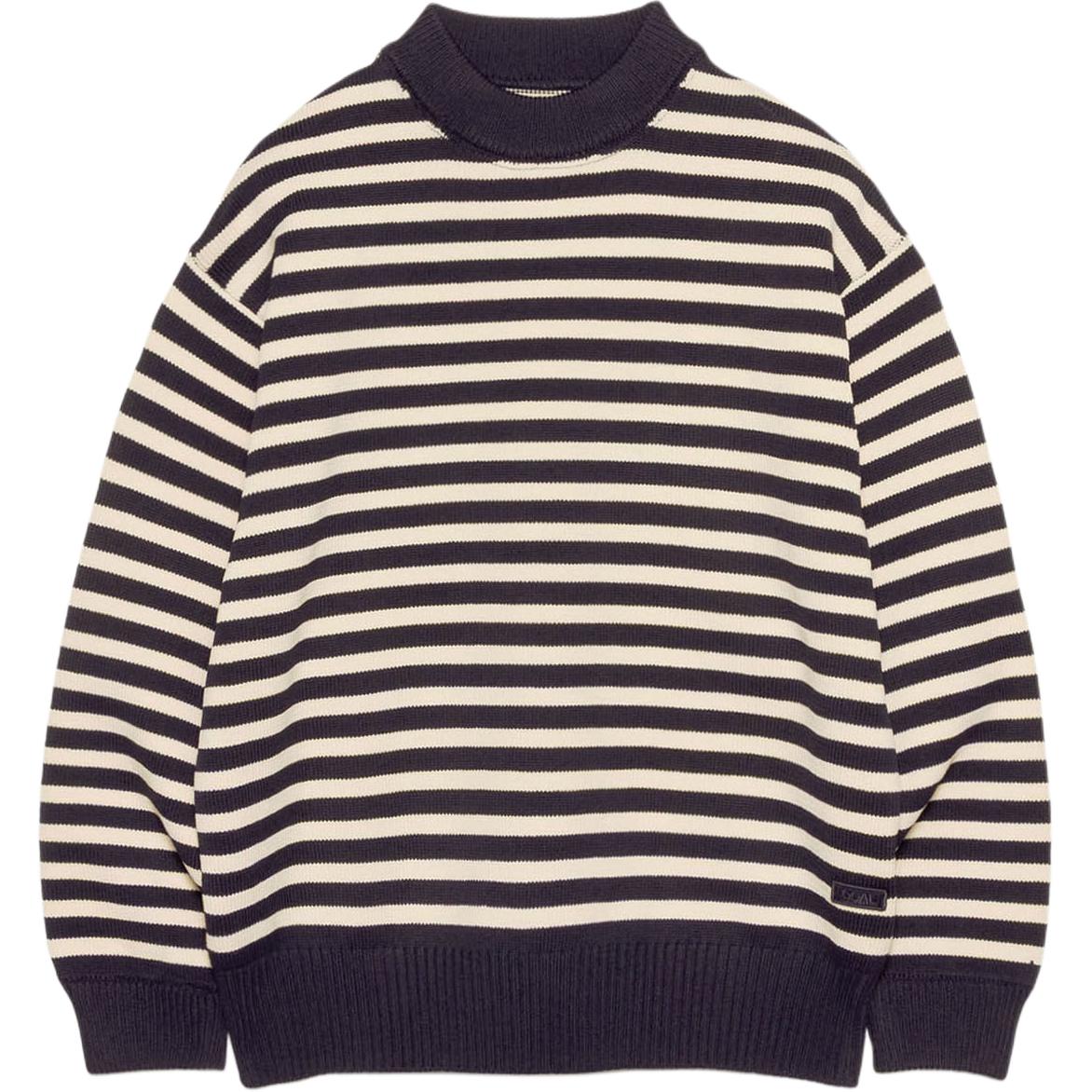 Свитер nanamica nanamica SS26 Mock Neck Stripe Sweater (сине-белый)