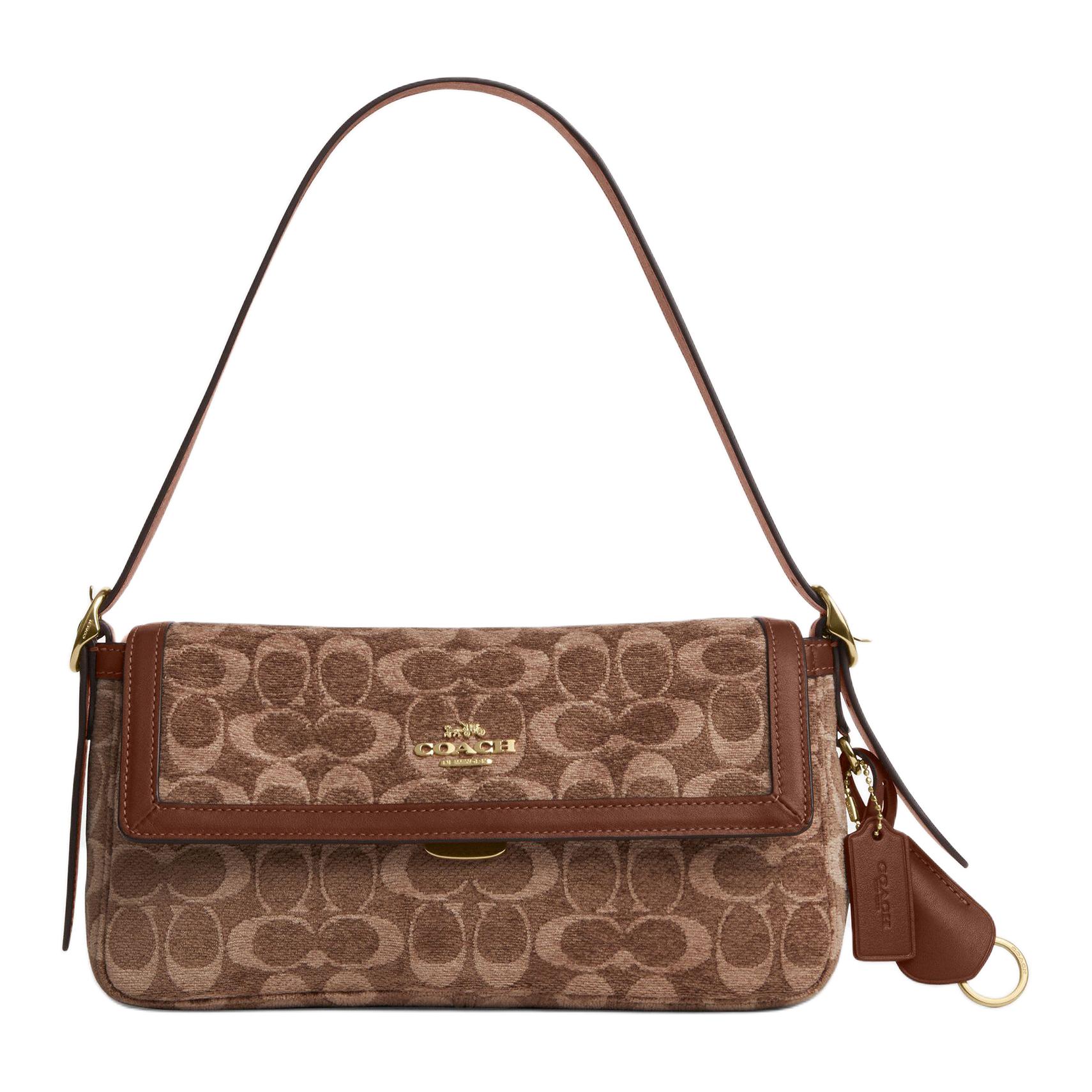 Женская сумка COACH Etta 25 (бежево-коричневая)