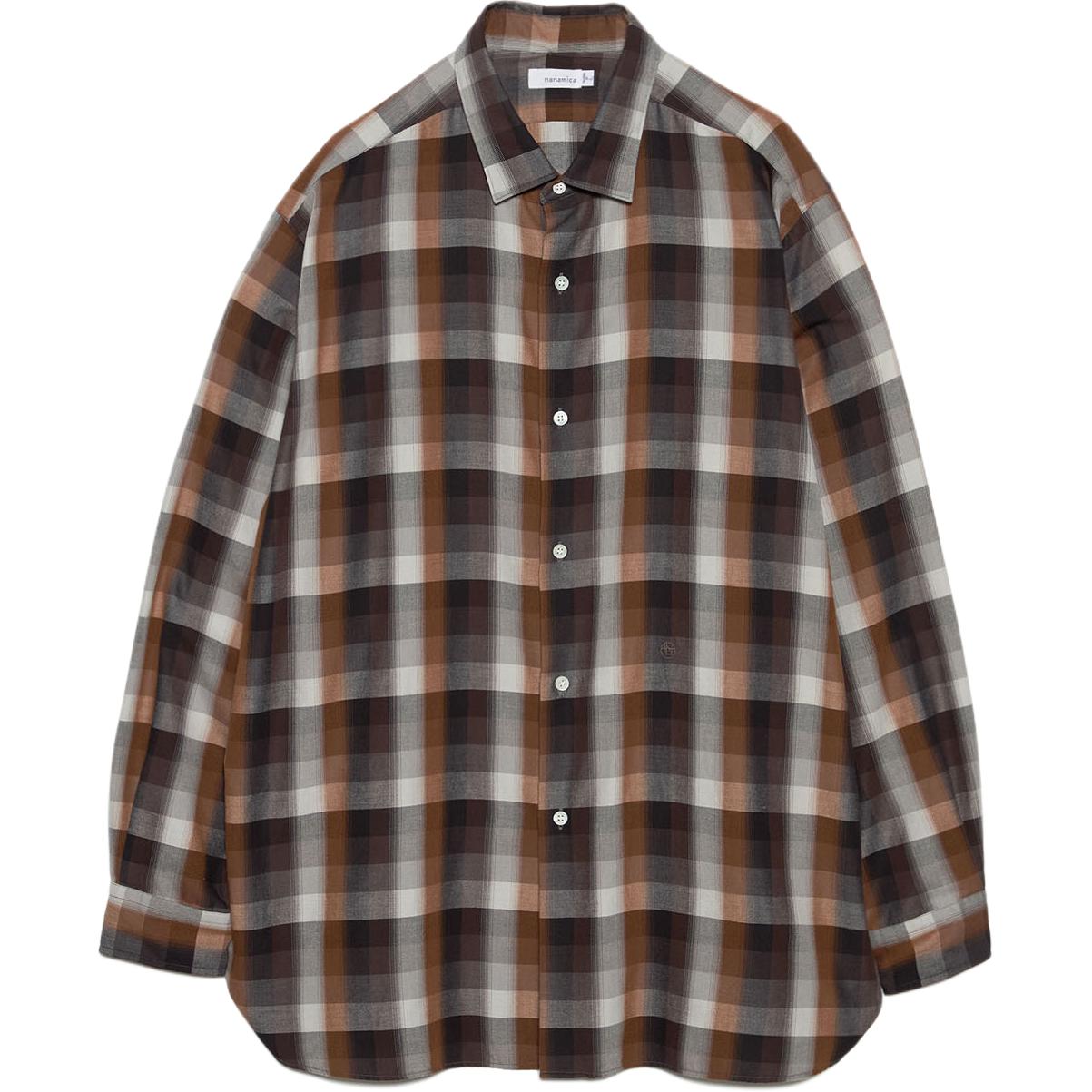 Рубашка nanamica SS26 Regular Collar Wind Shirt (коричневая)