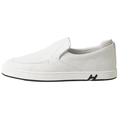 HERMES Kiddy Calfskin Casual Shoes 2.6cm Men's White