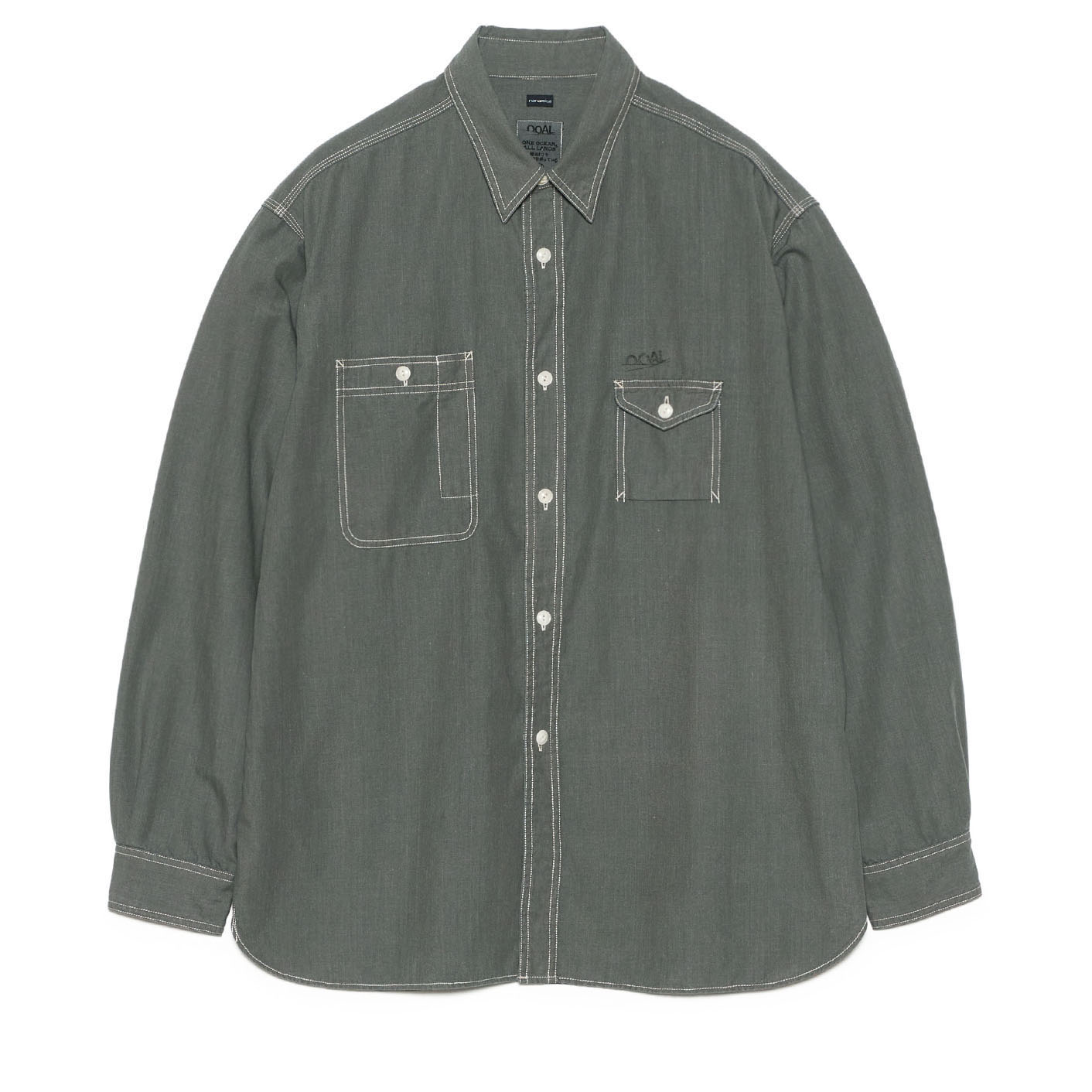 Мужская рубашка nanamica SS26 Regular Collar Chambray Shirt (серая)