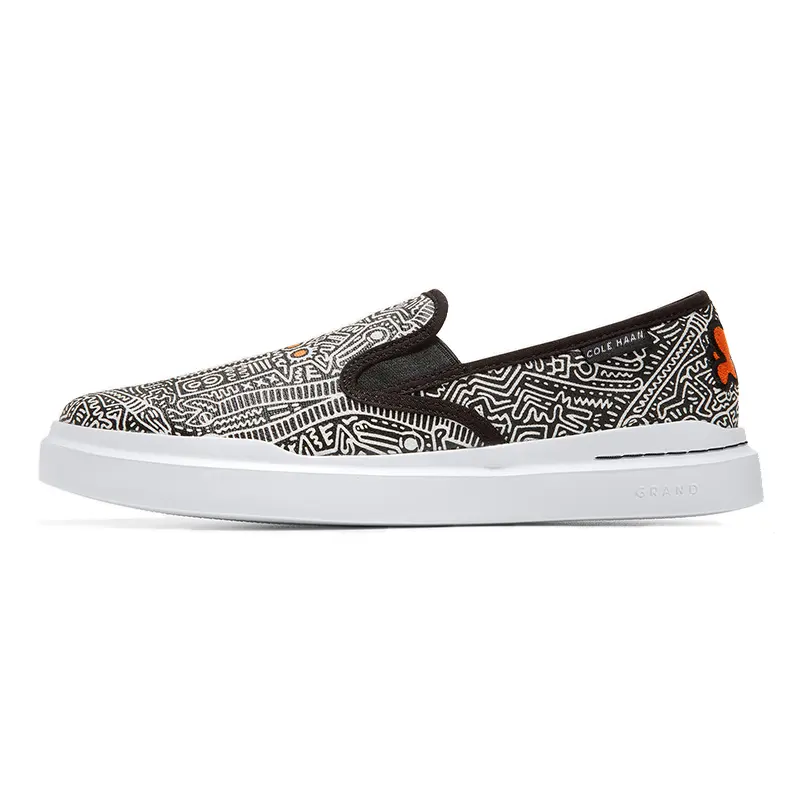 COLE HAAN Gehan x Keith Haring/Keith Haring Street Art Graffiti Trend Low-top Canvas Shoes Men's Black
