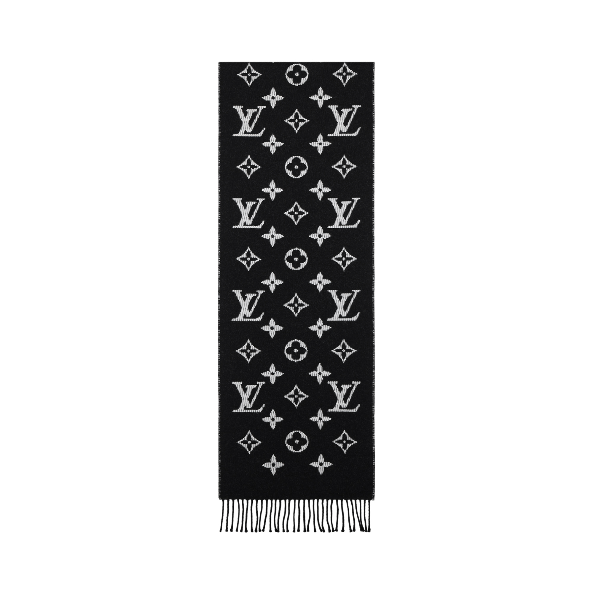 LOUIS VUITTON Cashmere Knit Scarves Unisex Black