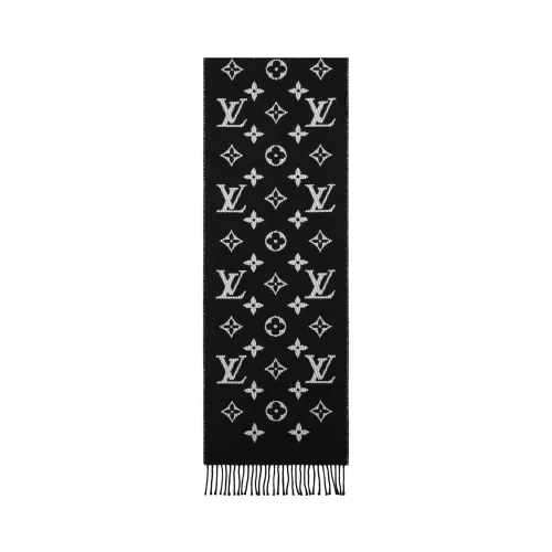 LOUIS VUITTON Cashmere Knit Scarves Unisex Black