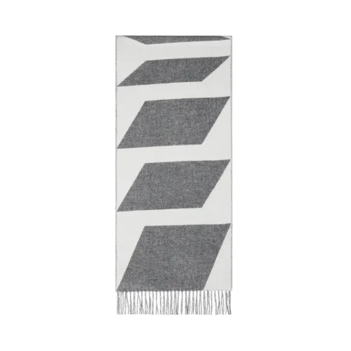 HERMES Cashmere Knit Scarves Women's Ivory White/Medium Gray