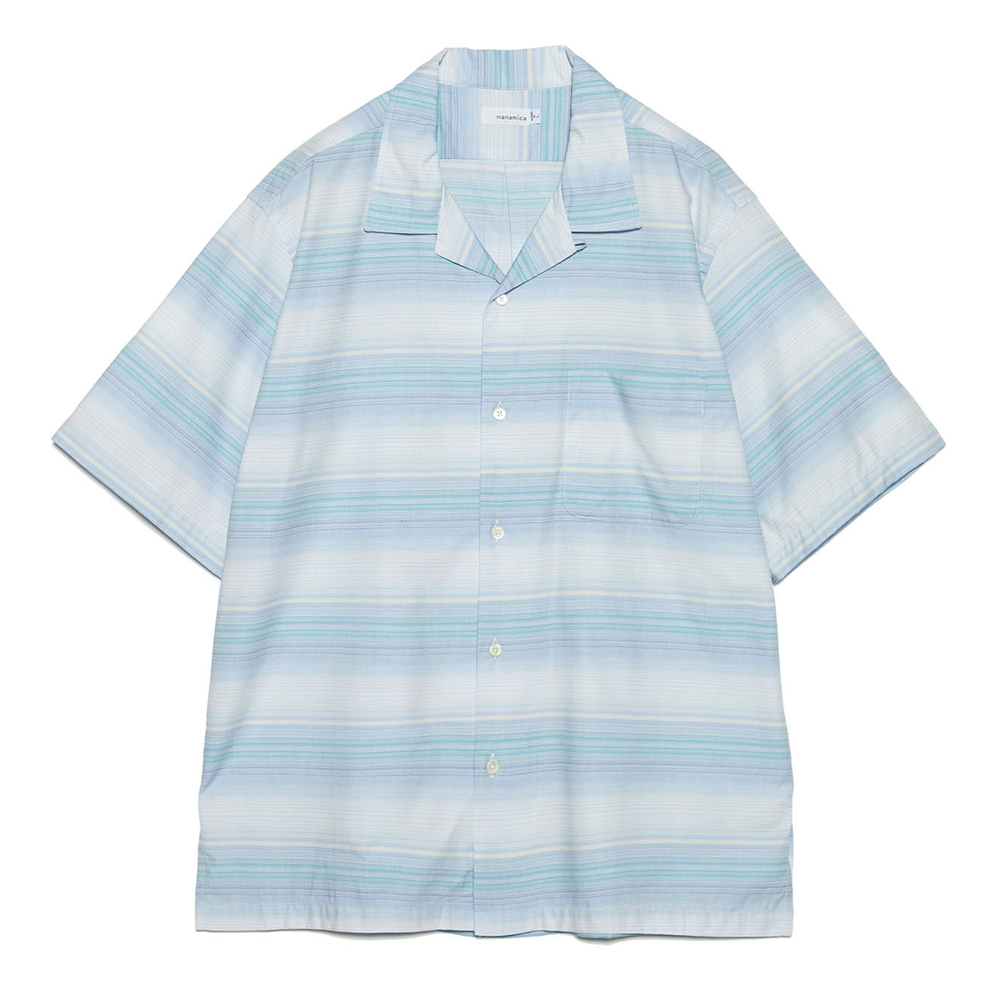 Рубашка nanamica SS26 Open Collar Pique S/S Shirt (синяя)