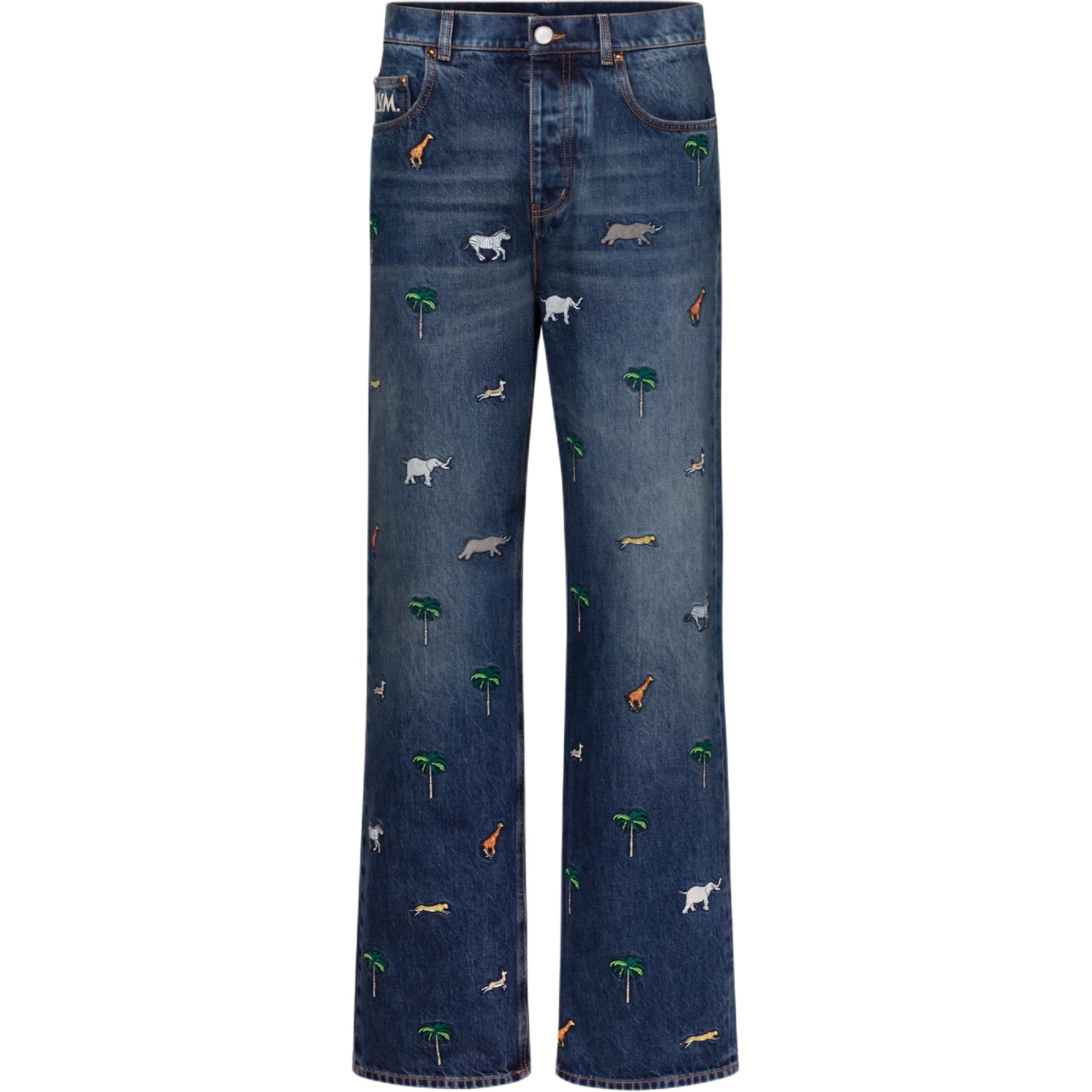 Мужские джинсы Louis Vuitton LOUIS VUITTON × The Darjeeling Limited SS26 (голубые)