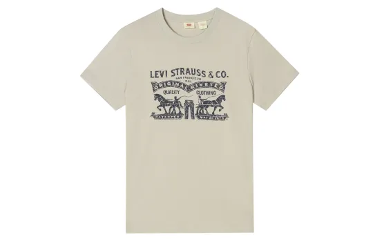 Levi’s Повседневная трикотажная футболка с короткими рукавами Levi’s в американском ретро-стиле с двойным принтом лошади, одинаковый стиль для мужчин и женщин, вересково-серый цвет