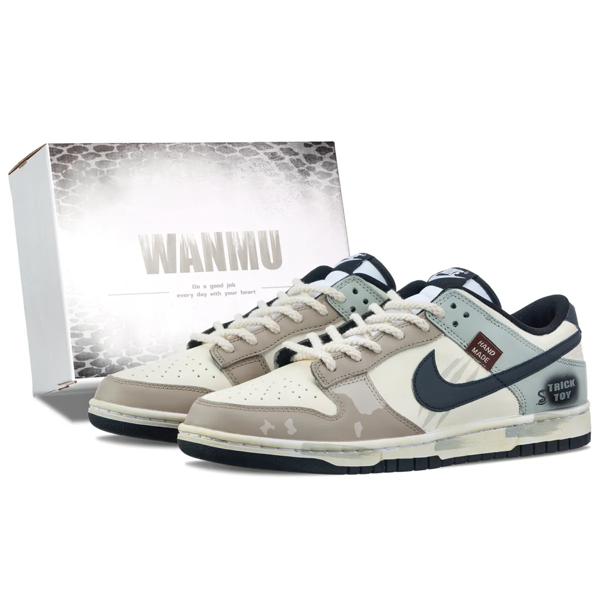 Nike Dunk Gray Shadow Graffiti Abrasion Resistant Low top Skateboard Shoes Men's Beige Brown