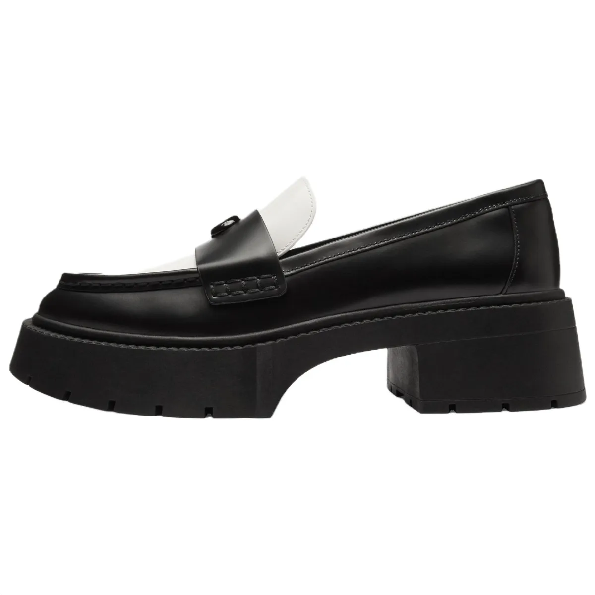 COACH Leah Cow Leather Loafers 5.5cm Women's Black
