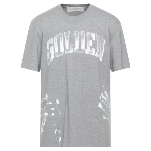 Golden Goose T Shirts Men's Gray Crew Neck Moderate Straight Fit