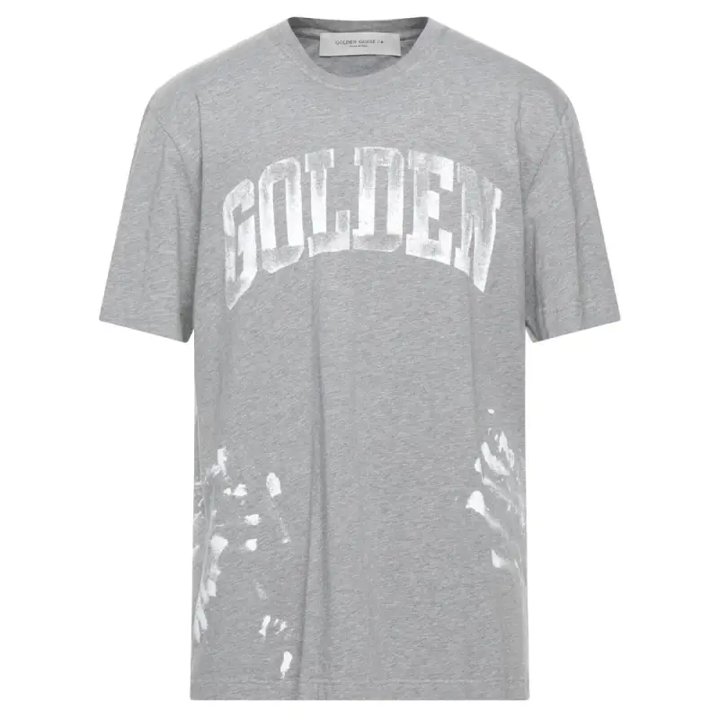 Golden Goose T Shirts Men's Gray Crew Neck Moderate Straight Fit