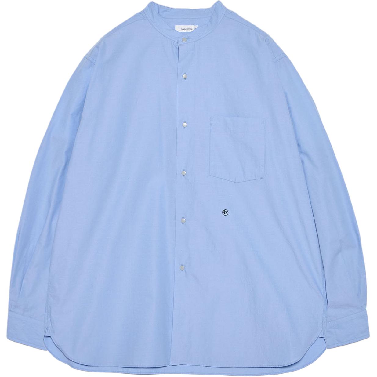 Рубашка nanamica SS26 Band Collar Wind Shirt (голубая)