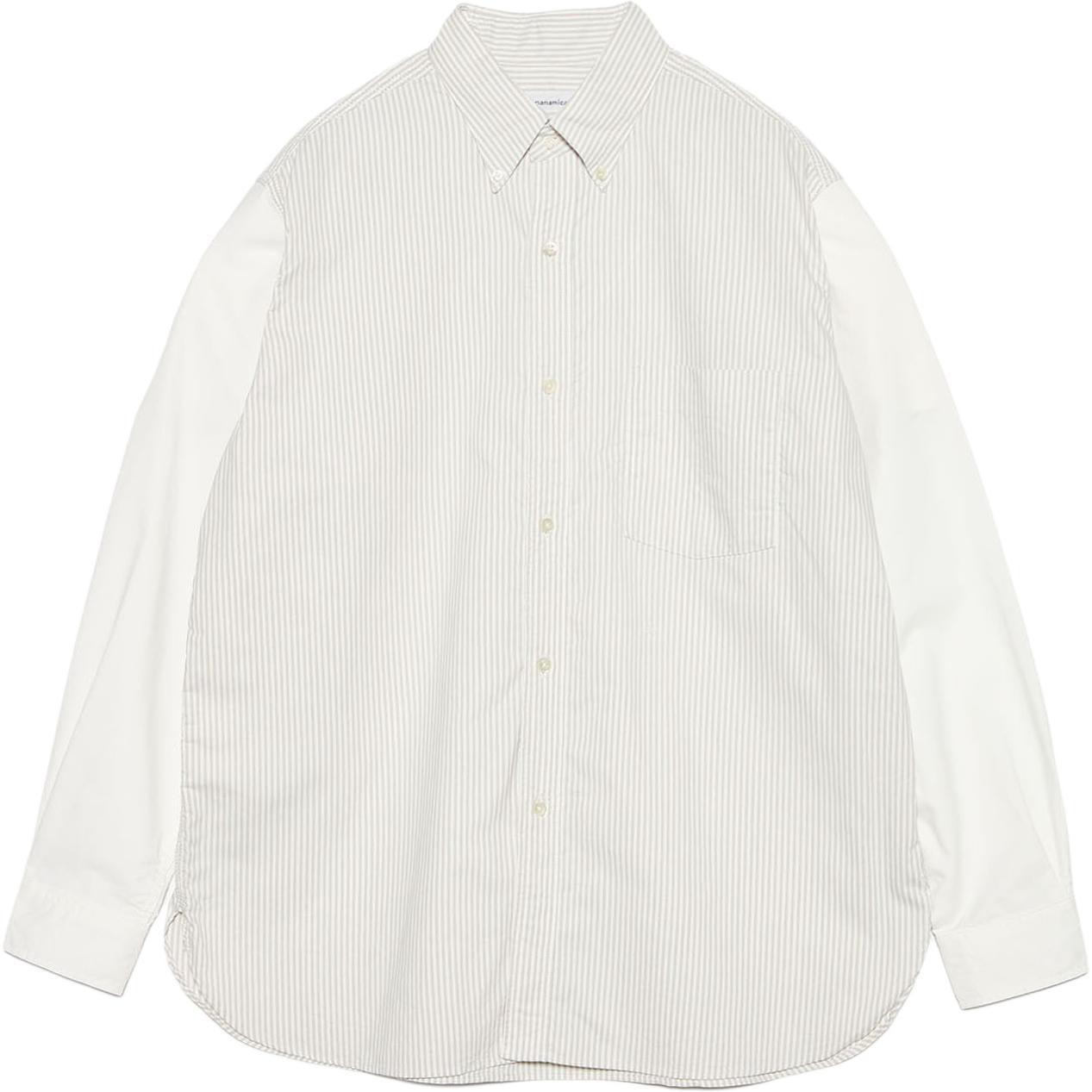 Мужская куртка nanamica nanamica SS26 Button Down Stripe Storm Shirt (бежевая)