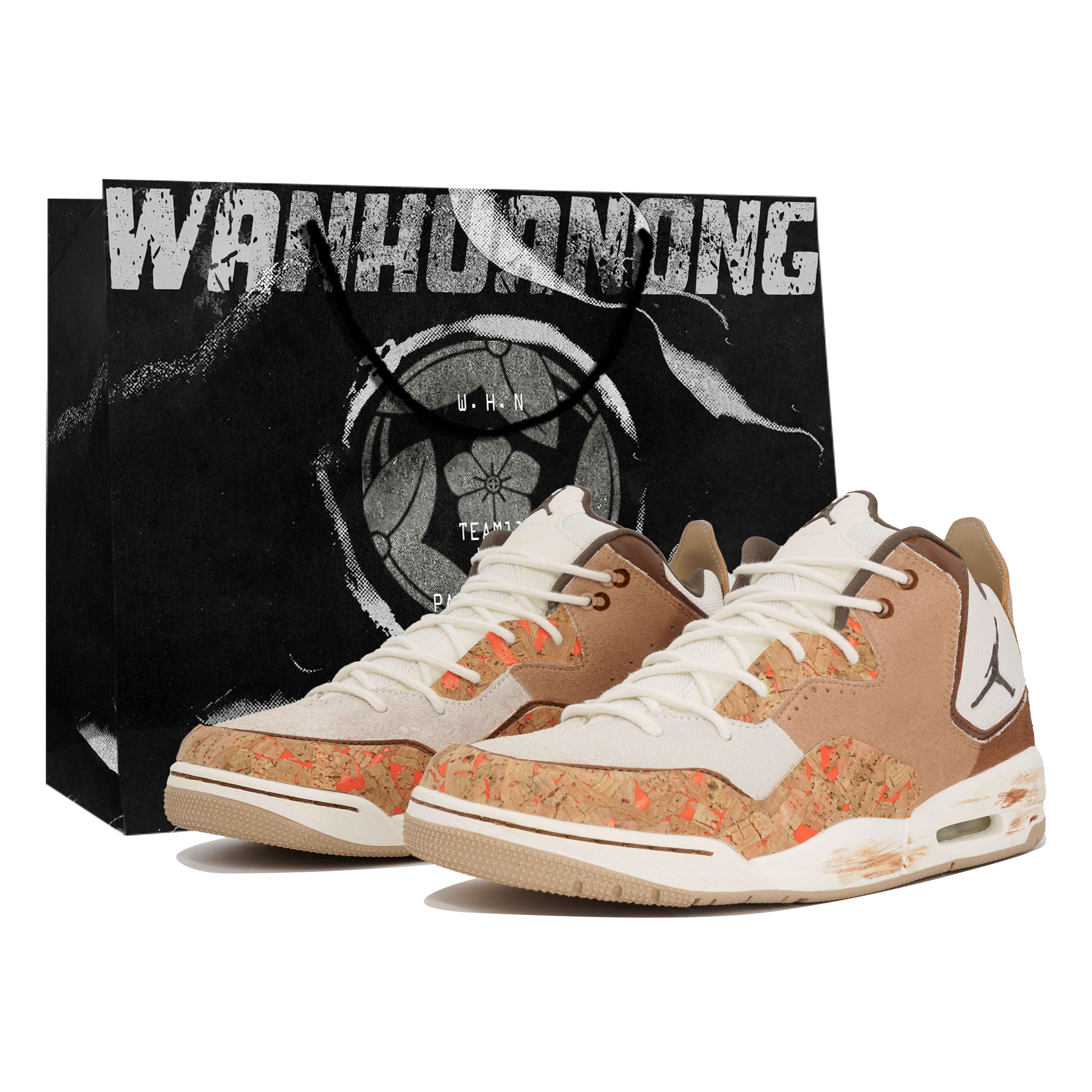Jordan Courtside 23 Kaleidoscope Wood Shavings Box Wear-Resistant Slip-Resistant Vintage Basketball Shoes Men’s Khaki