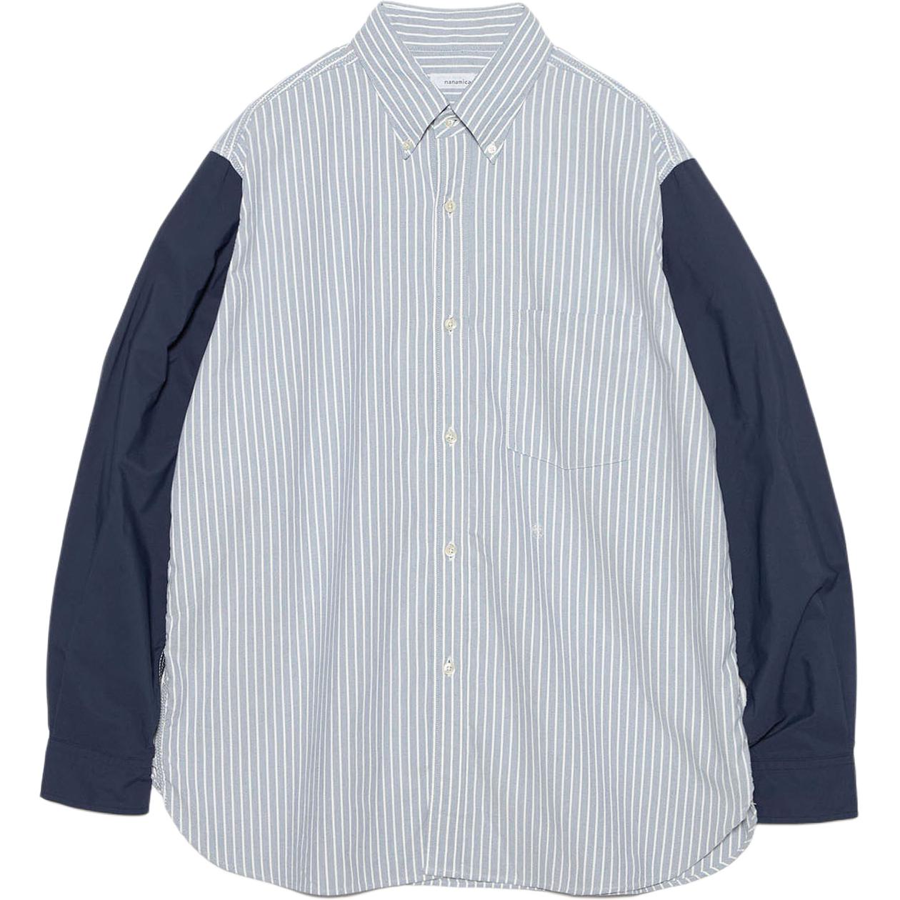 Рубашка nanamica SS26 Button Down Stripe Storm Shirt (сине-белая полоска)