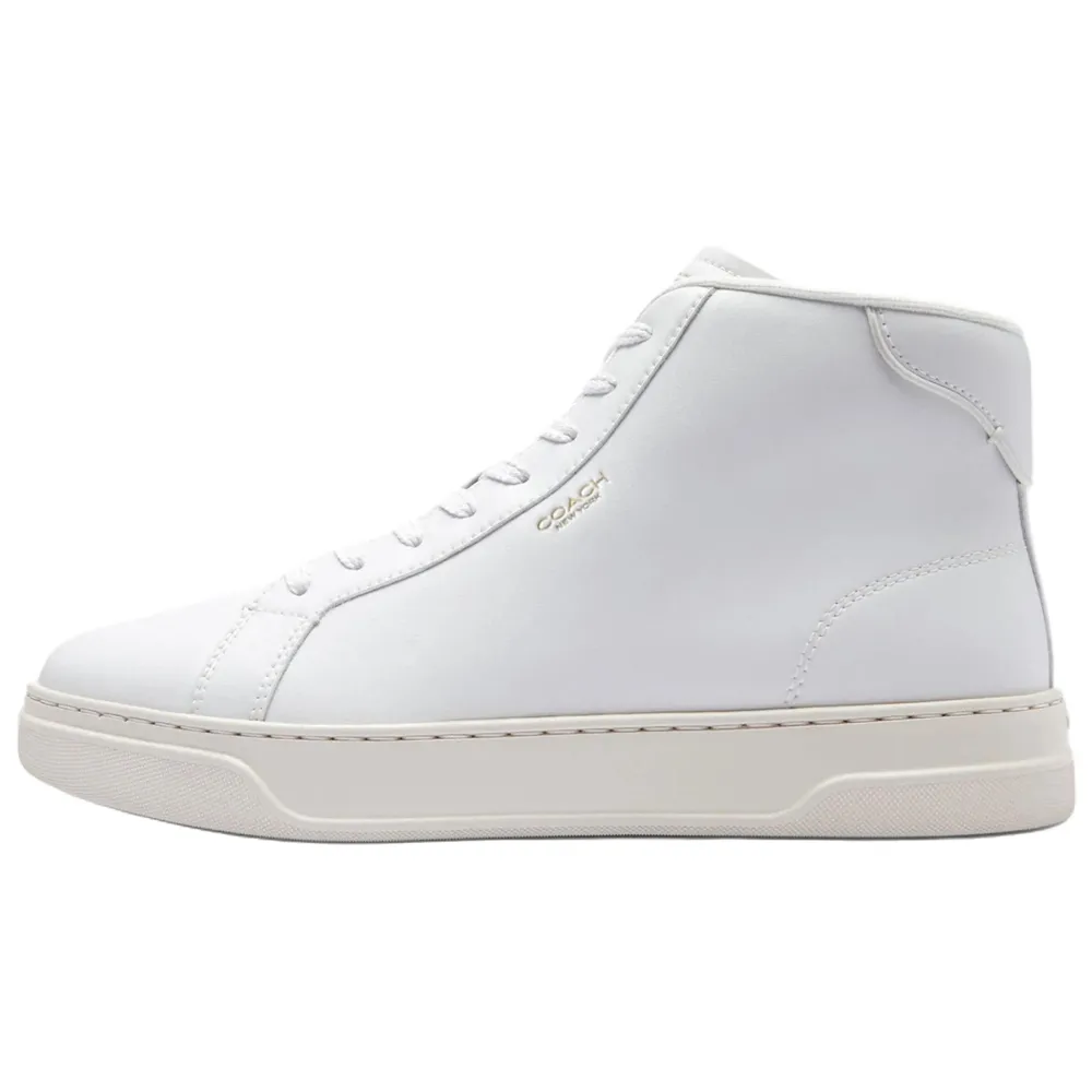 COACH Highline Leather High top Skateboard Shoes Men's Optical White