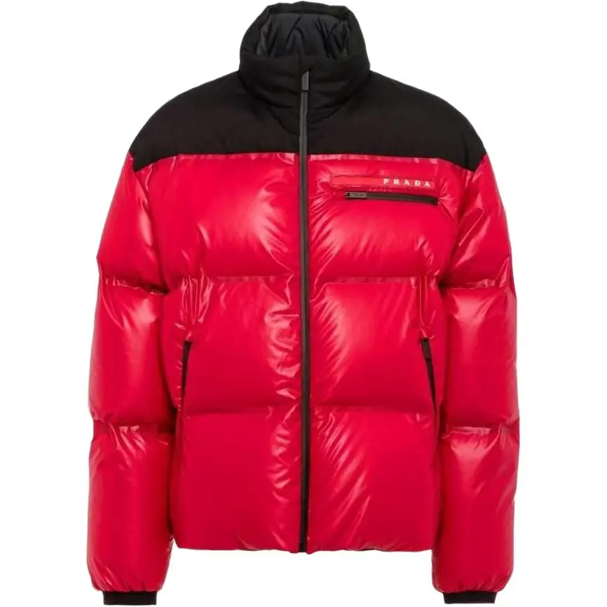 PRADA Down Jackets Men's Red Stand Collar Moderate