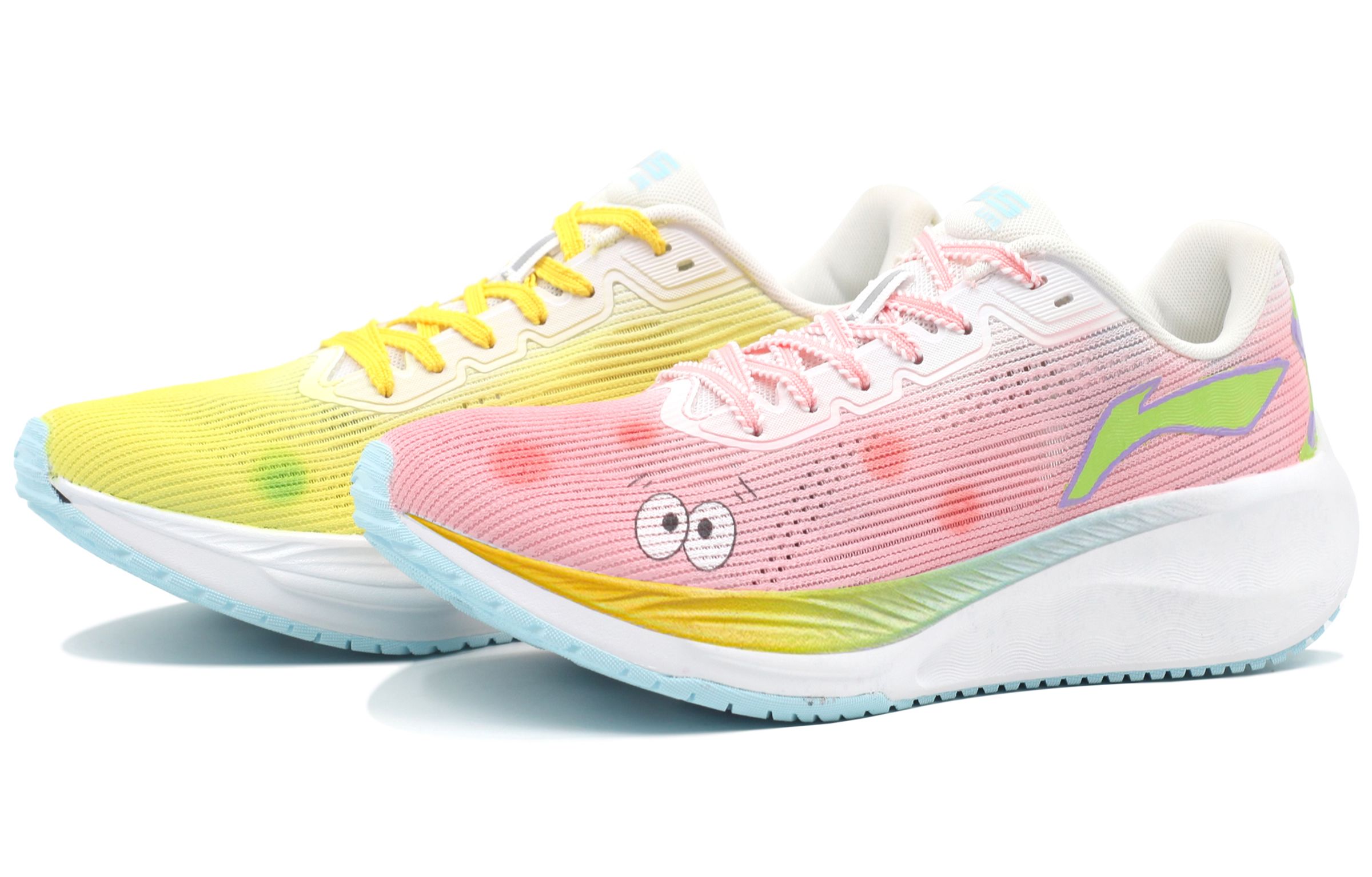 Li Ning Version 2.0 Cushioning Slip Resistant Breathable Low top Casual Running Shoes Unisex Yellow Pink Mismatched