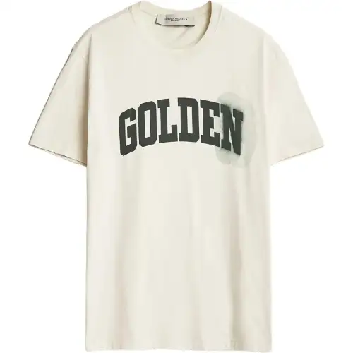 Golden Goose T Shirts Men's White Crew Neck Moderate Straight Fit