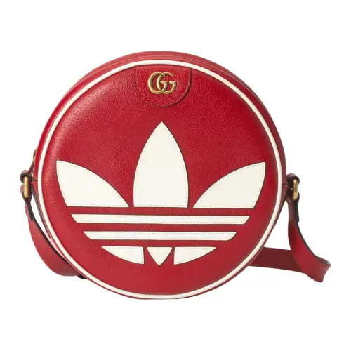 GUCCI Adidas Originals Collaboration Ophidia Leather Round Bag, Shoulder Bag, Crossbody Bag Women's Red