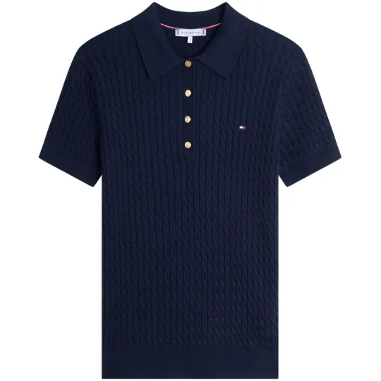 Tommy Hilfiger cable-knit polo top