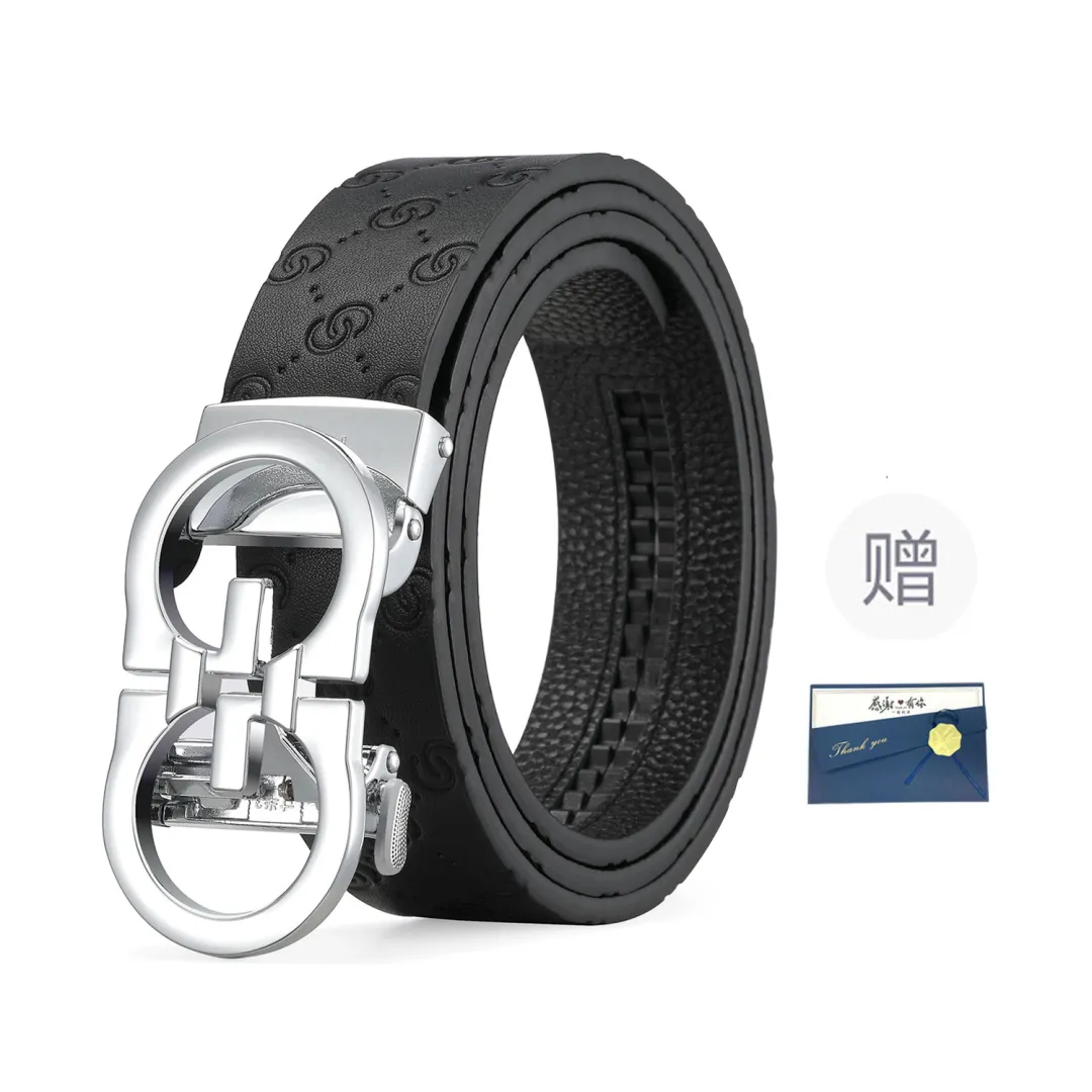 FORTEI Cow Leather Belts Men's Chromium Color Width 3.5cm Gift Box Set