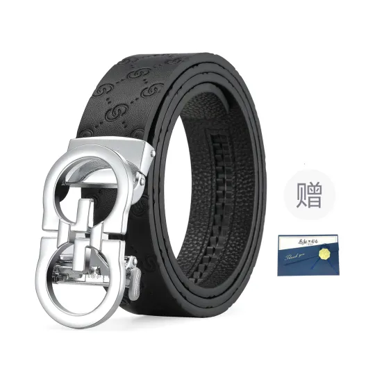 FORTEI Cow Leather Belts Men's Chromium Color Width 3.5cm Gift Box Set