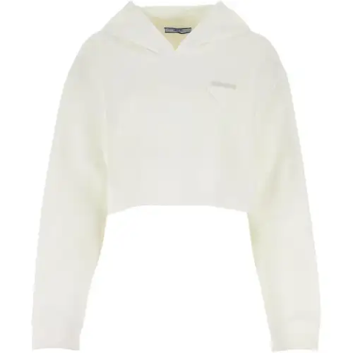 PRADA Sweatshirts Women's White Hooded Moderate Regular