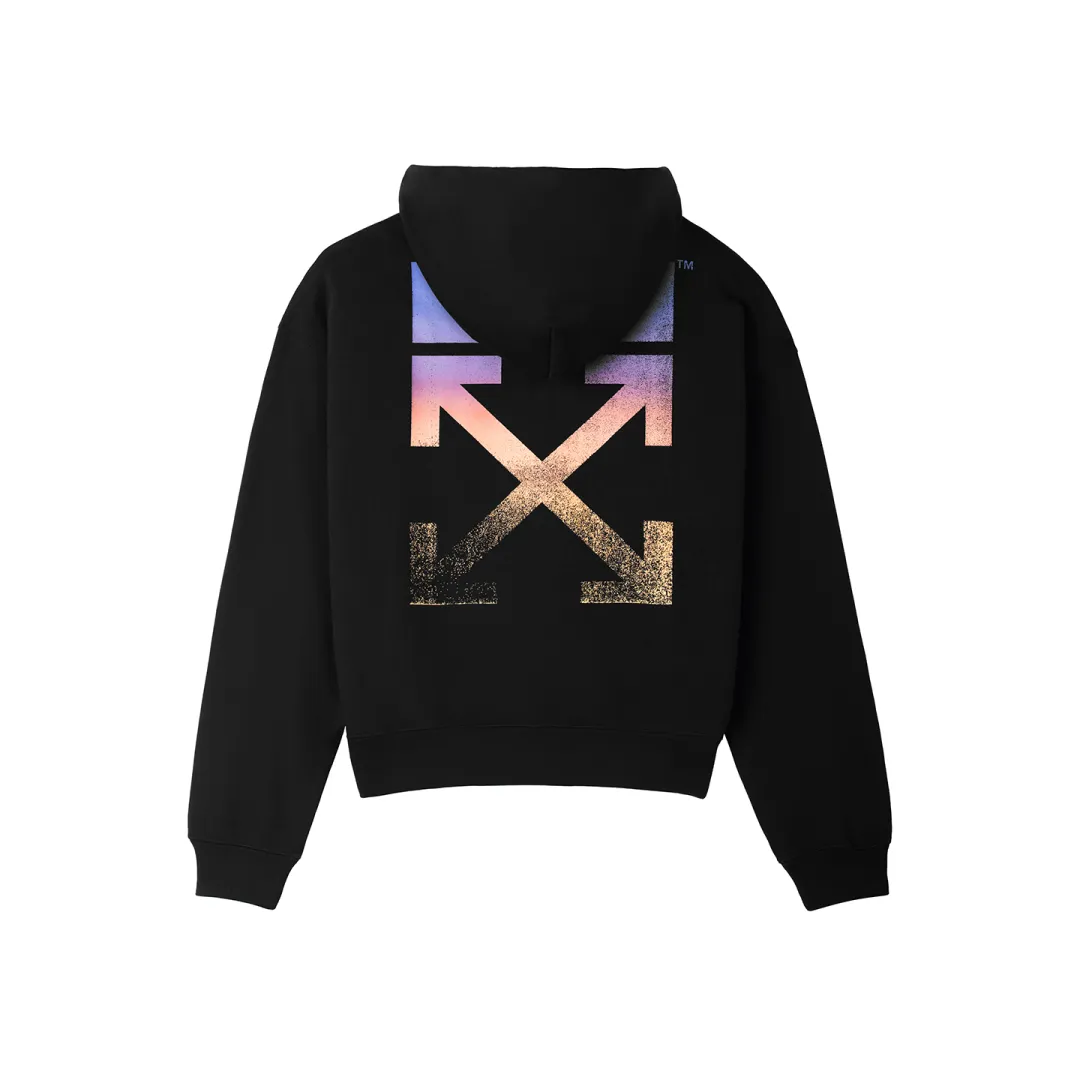 OFF WHITE Vintage American Streetwear Gradient Arrow Print Fashion Luxury Trendy Versatile Pullover Fleece Lined Hoodie