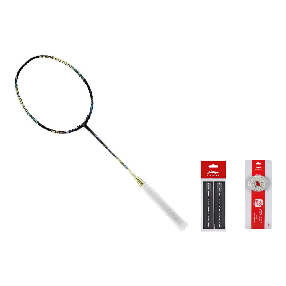 Li Ning Thunder 100 Full Carbon Badminton Rackets Offensive Type Heavy Head, Stiff Shaft Professional 4U G5 Black Gold