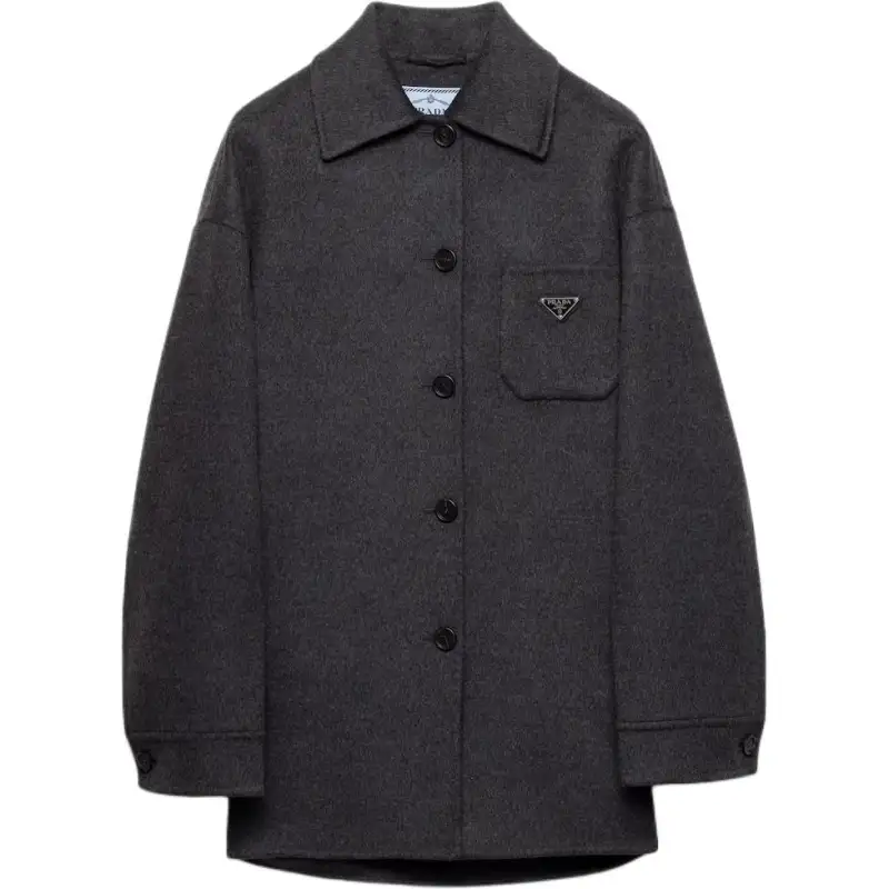 PRADA Coats Women's Charcoal Gray Lapel Moderate