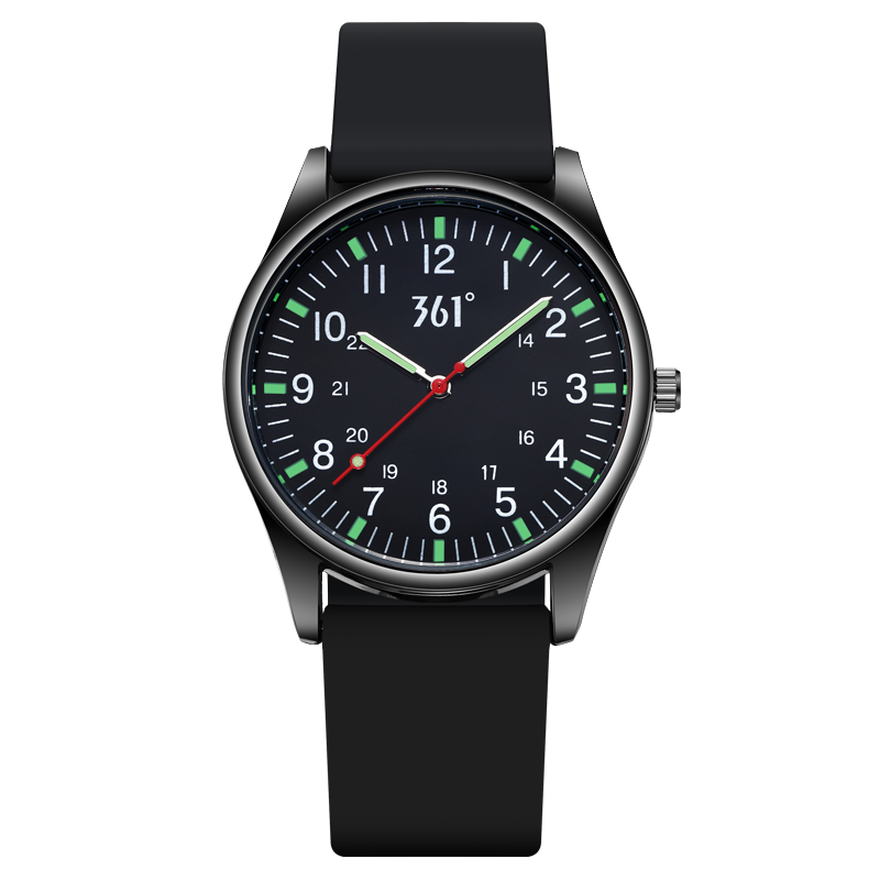 361° Retro fashionable universal quartz silicone watch strap for men and women, black waterproof dial, simple and elegant design, quartz mechanism
