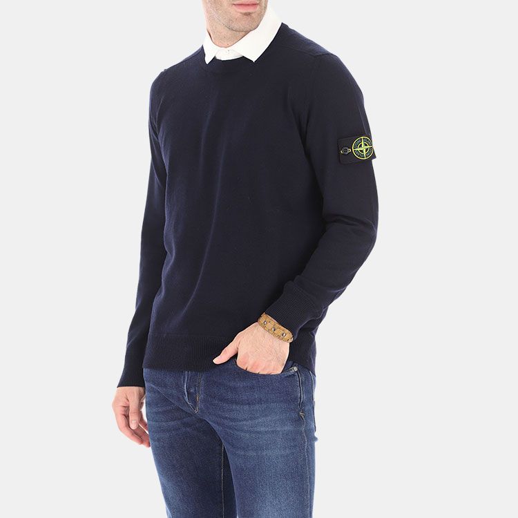 Мужской свитер Stone Island Wool Sweater (синий) — фото 3