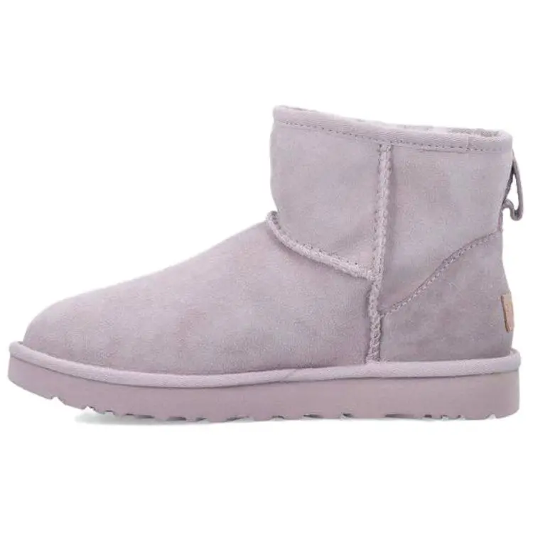 UGG Classic Mini II Sheepskin Thermal Waterproof Short Snow Boots Women's Light Smoky