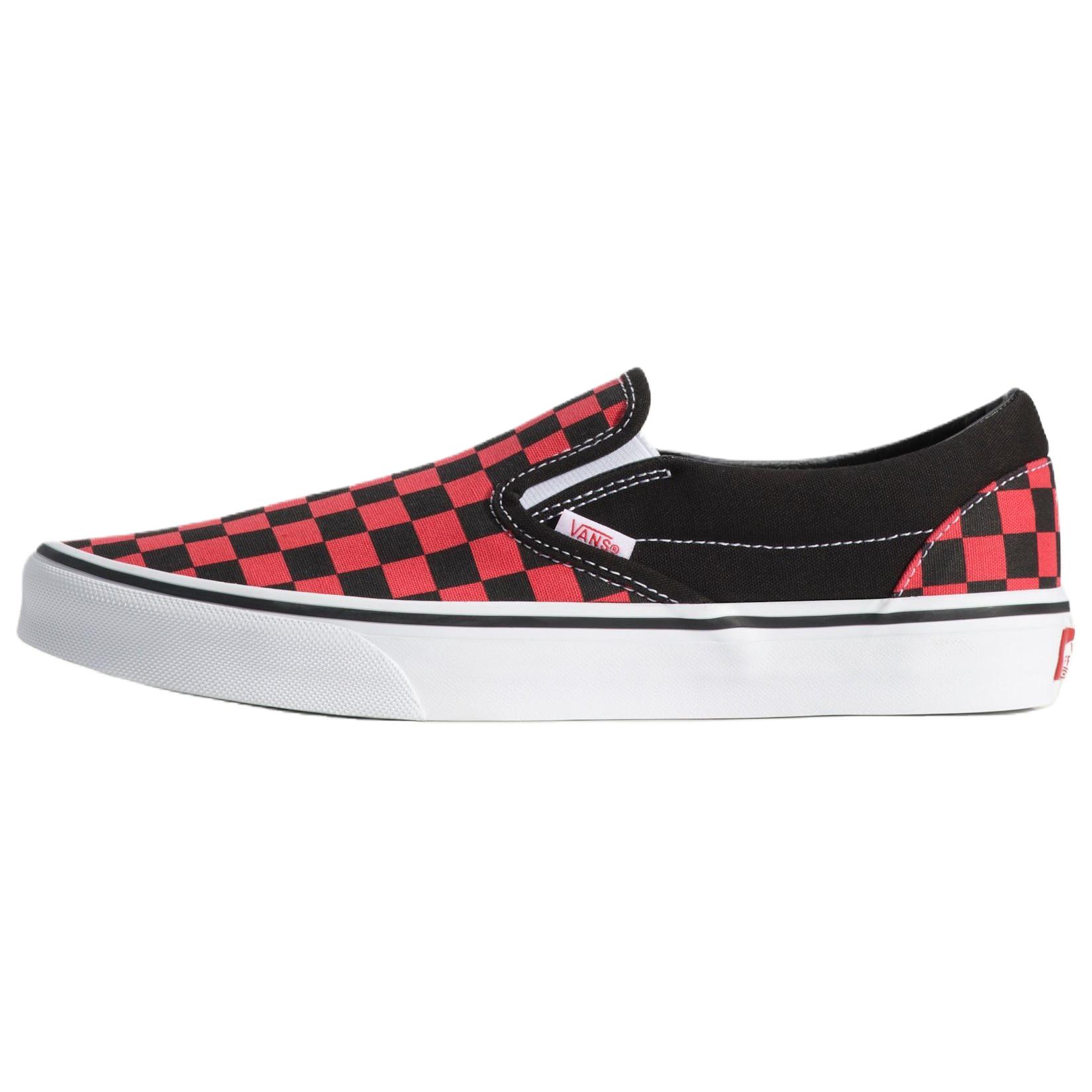 Слипоны Vans Vans CLASSIC SLIP-ON Checkerboard (красно-черные)