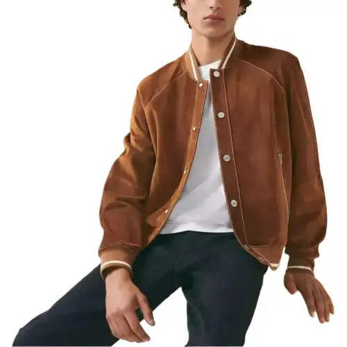HERMES SS23 Leather Jacket Men's Dark Brown