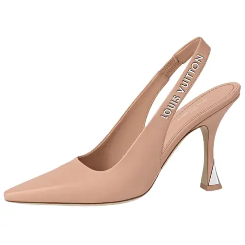 LOUIS VUITTON Sparkle Cow Leather Slim Heel High Heels 9.5cm Women's Pink
