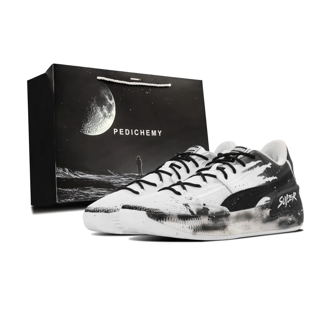 PUMA Clyde Hardwood Team Basketball Shoes Unisex Low Top White Black