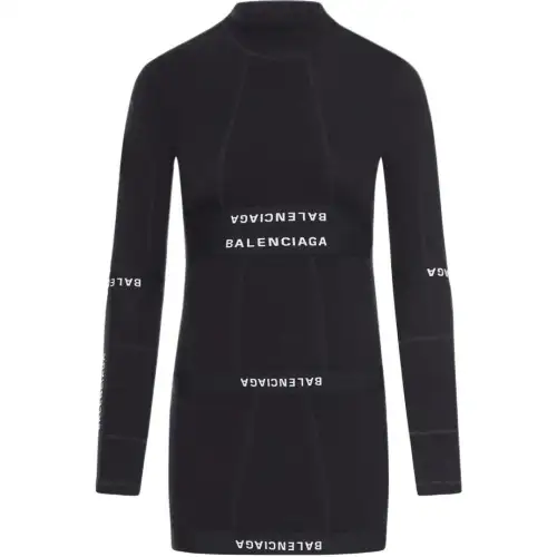 Balenciaga High Neck Patch Brief Dress