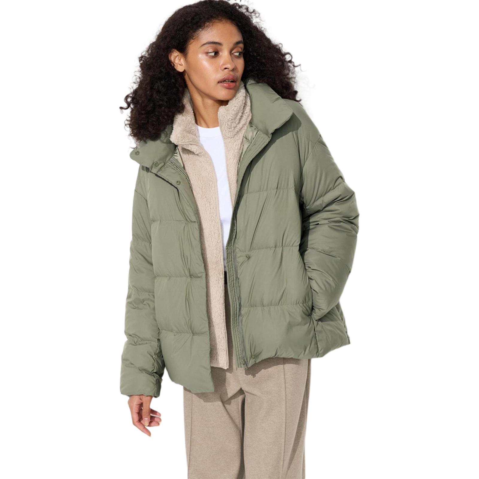 Женский пуховик UNIQLO (оливковый)