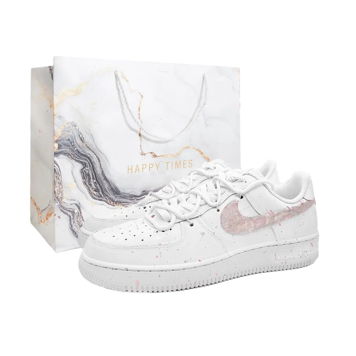 Nike Air Force 1 Abrasion Resistant Low top Skateboard Shoes Unisex White Pink