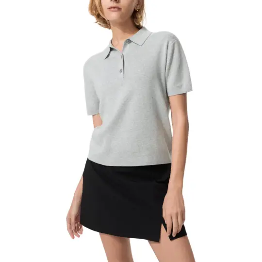UNIQLO SS26 SS26 Простая, удобная и универсальная модная повседневная трикотажная рубашка-поло с короткими рукавами для женщин