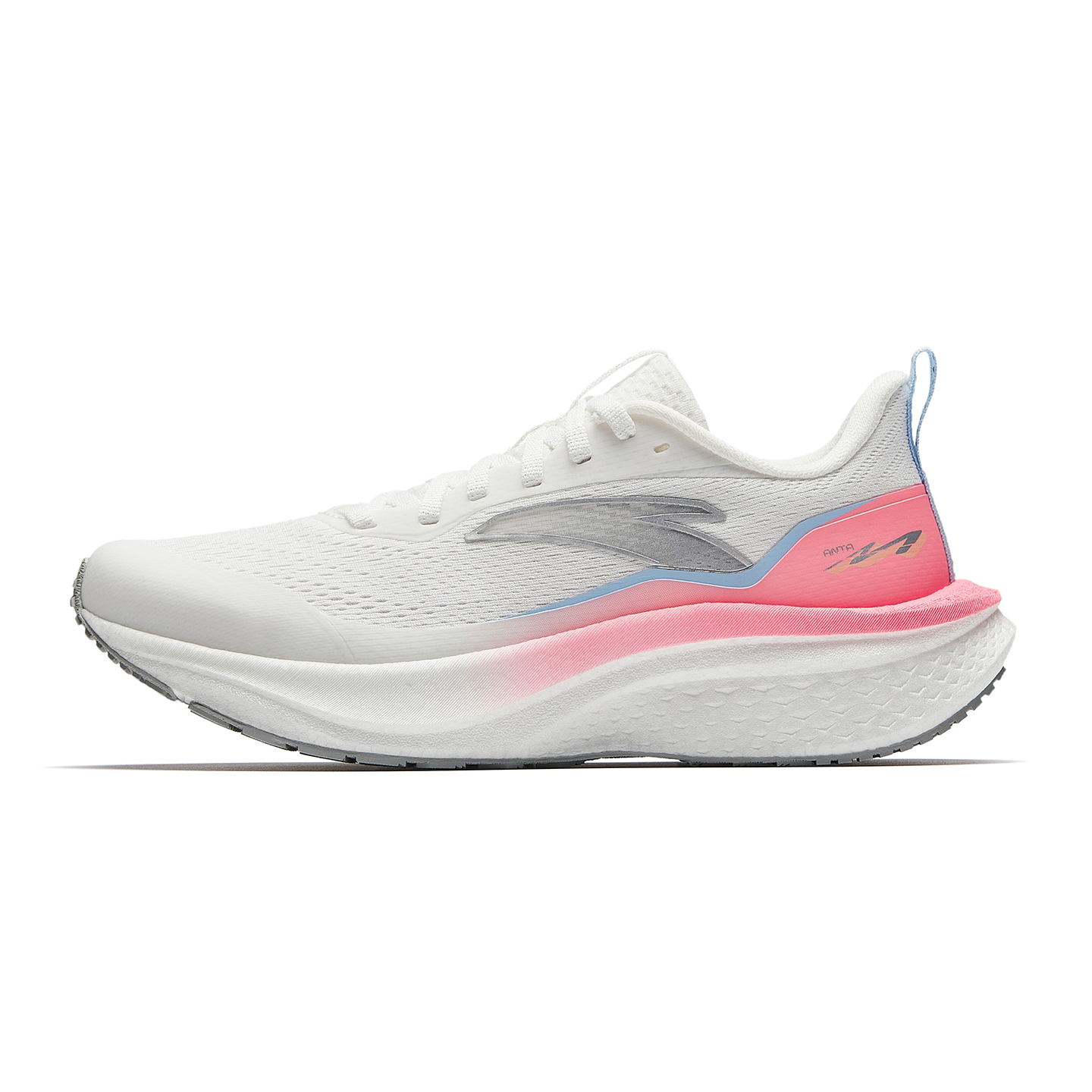 Anta Mach 6SE comfortable shock-absorbing lightweight fabric rubber low-top running shoes women's white powder
